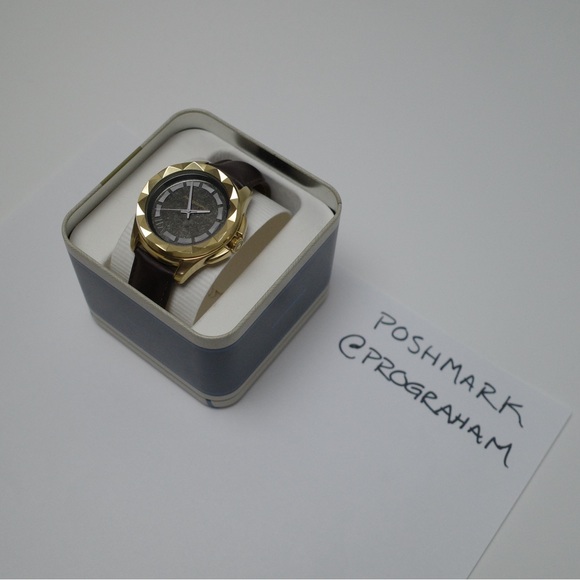 Karl Lagerfeld KL1038 Unisex Brown Leather Gold Bezel Men's Watch - Picture 11 of 15